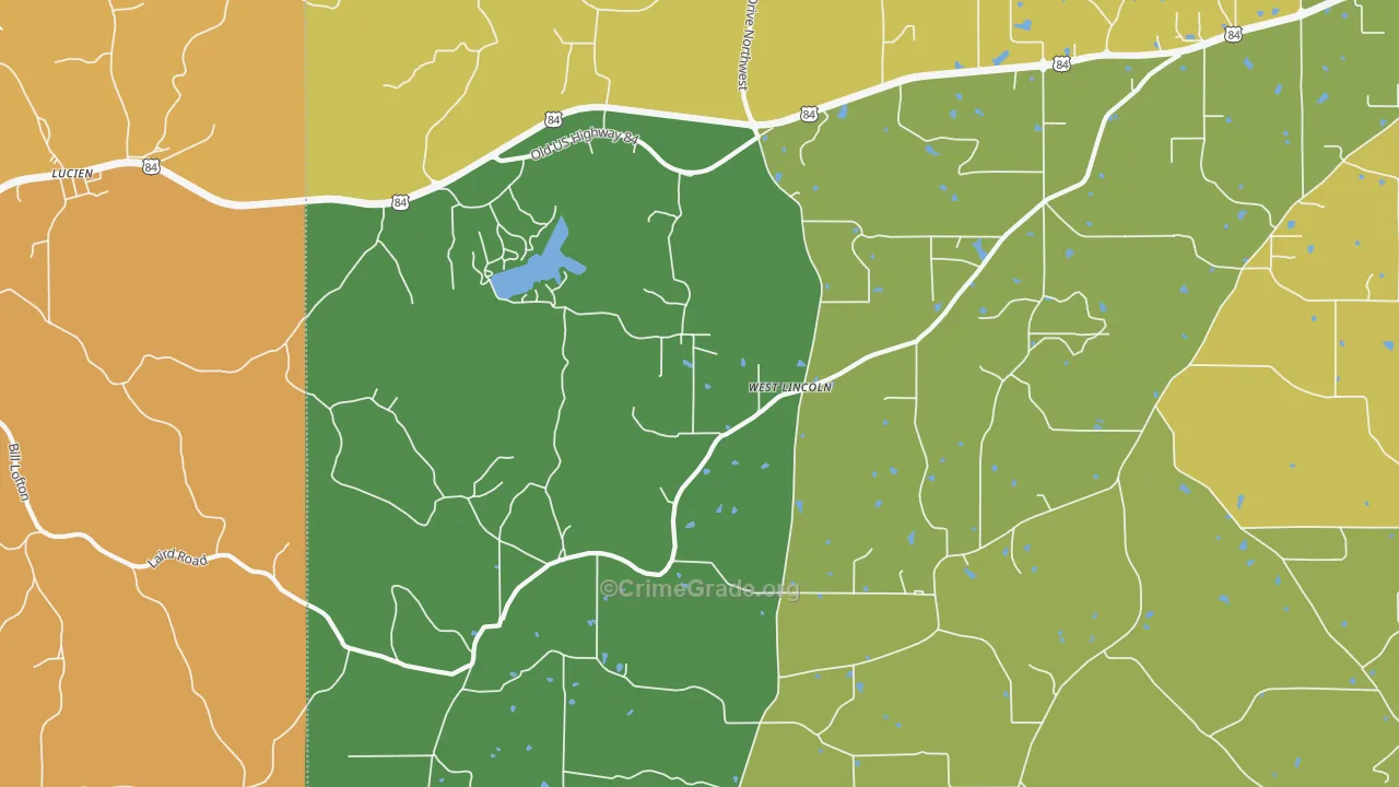 West Lincoln, MS Map of Murder Rates