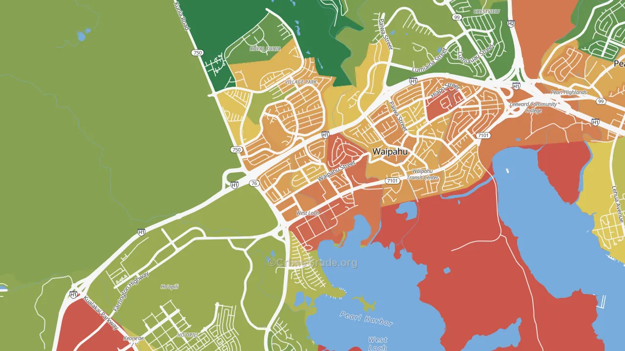 West Loch, Waipahu, HI Map of Murder Rates