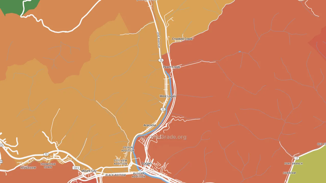 West Logan, WV Map of Murder Rates