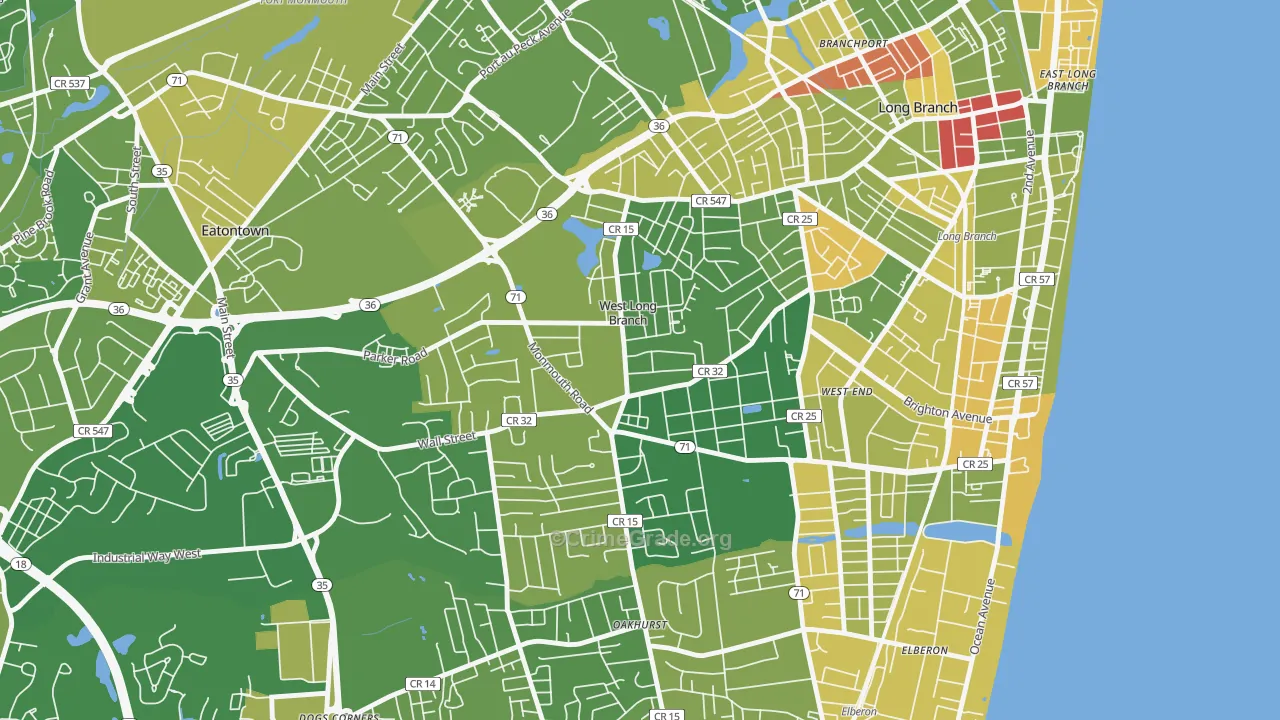 West Long Branch, NJ Map of Murder Rates