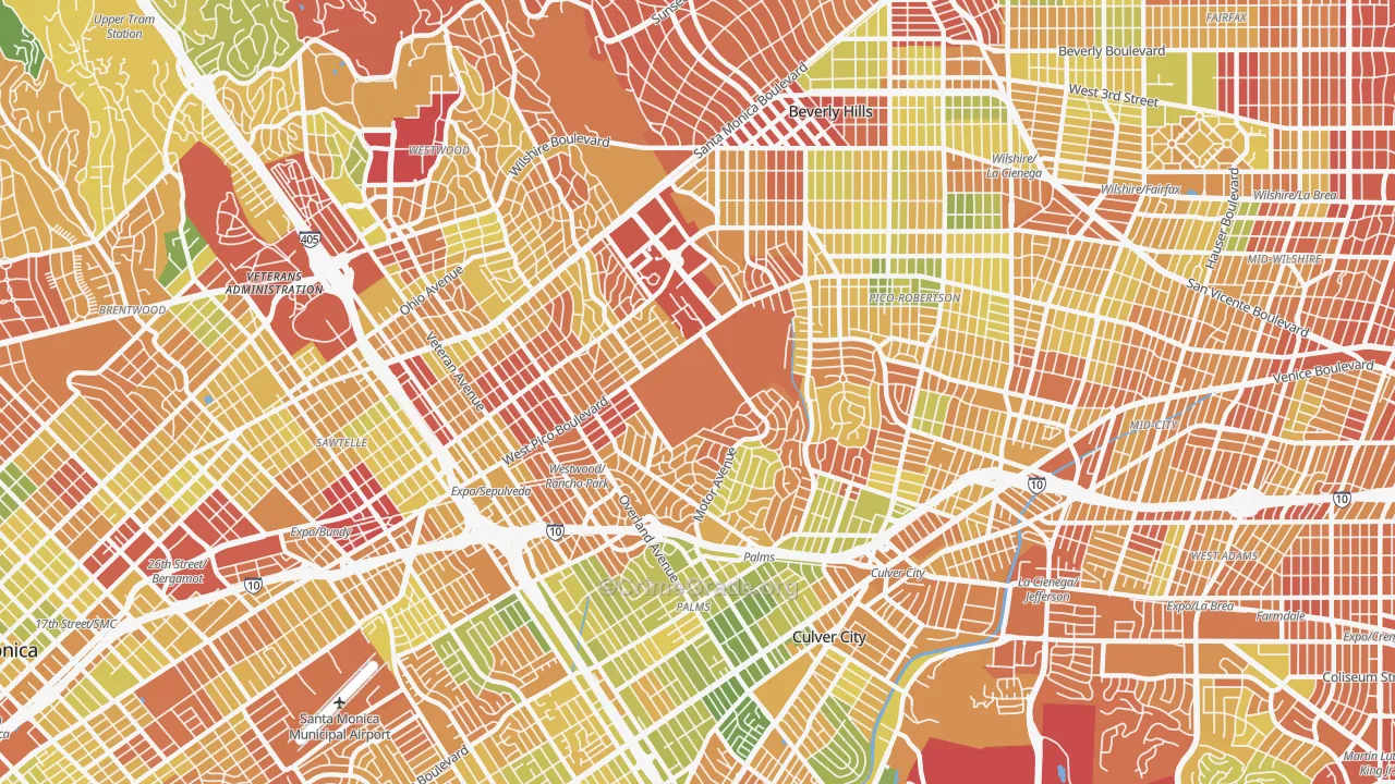 West Los Angeles, Los Angeles, CA Map of Murder Rates