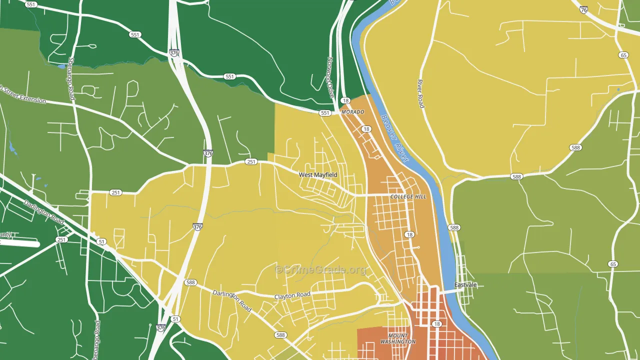West Mayfield, PA Map of Murder Rates