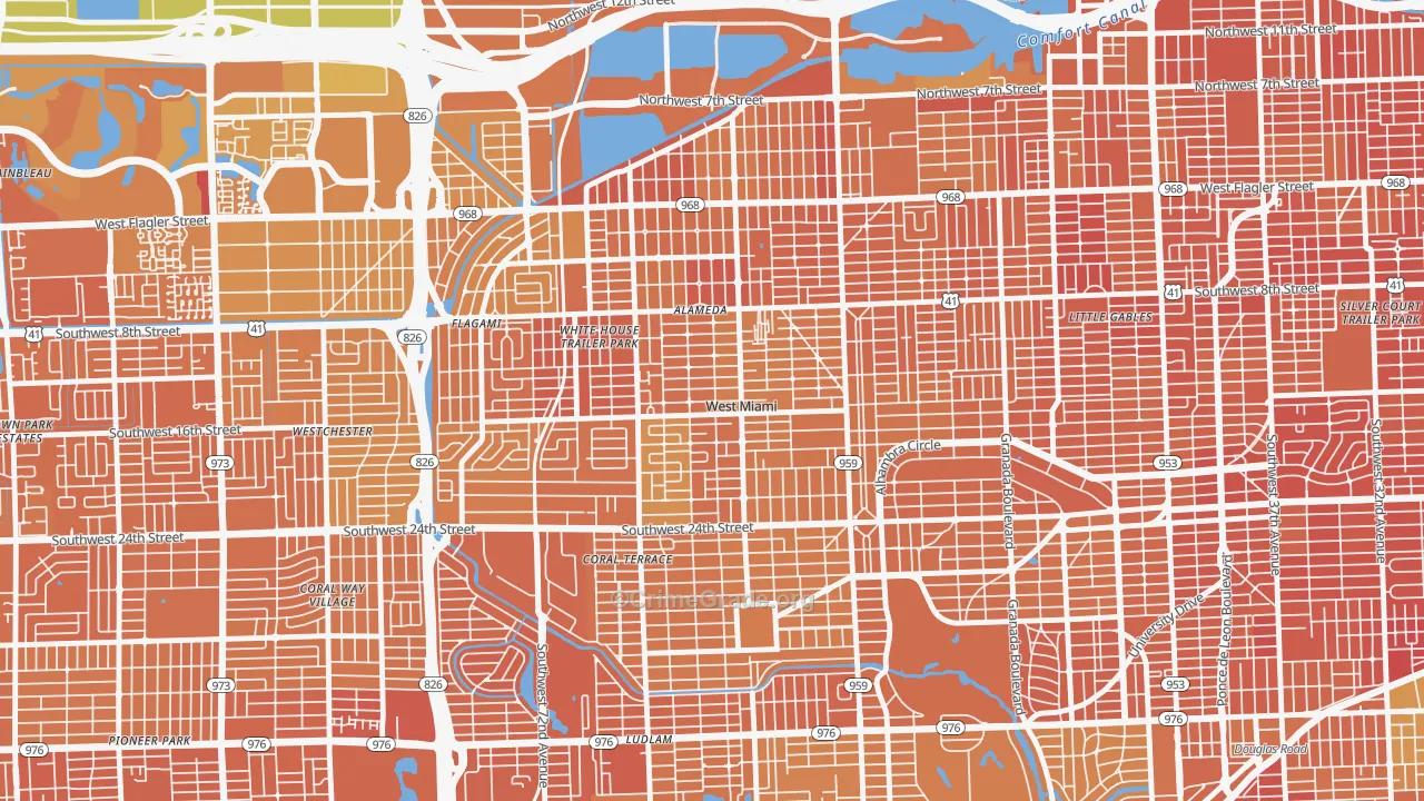 West Miami, FL Map of Murder Rates