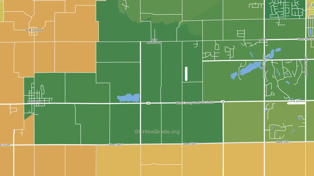 West Middleton, IN Map of Murder Rates