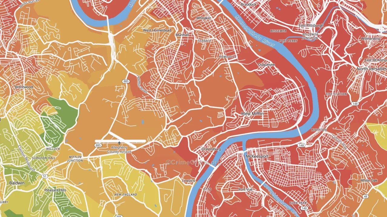 West Mifflin, PA Map of Murder Rates