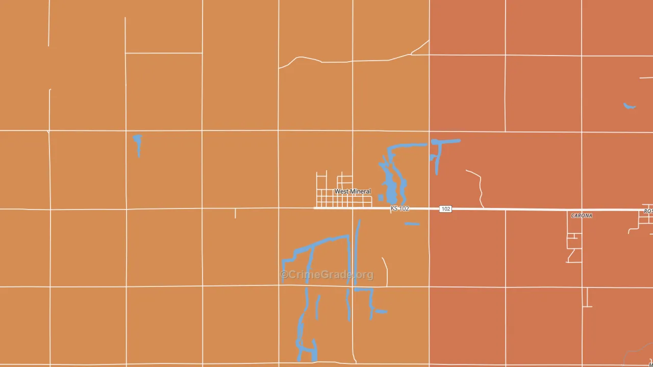 West Mineral, KS Map of Murder Rates