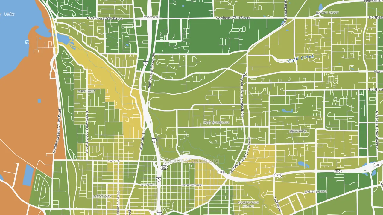 West Minnehaha, Vancouver, WA Map of Murder Rates