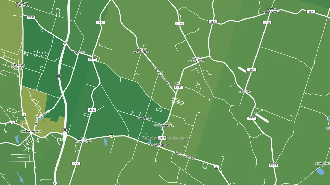 West Monroe, NY Map of Murder Rates