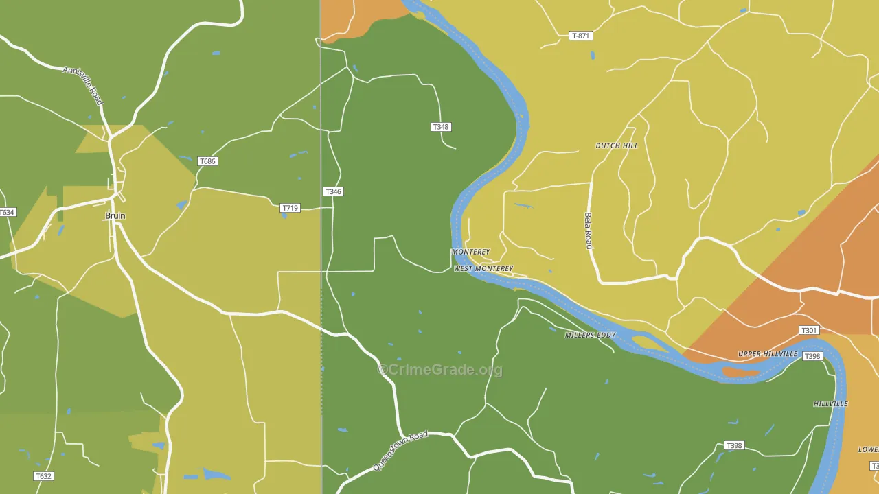 West Monterey, PA Map of Murder Rates
