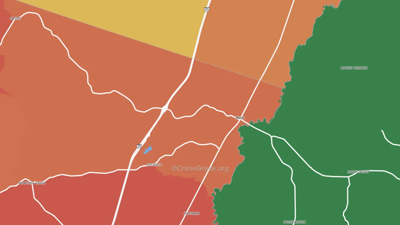 West, MS Map of Murder Rates
