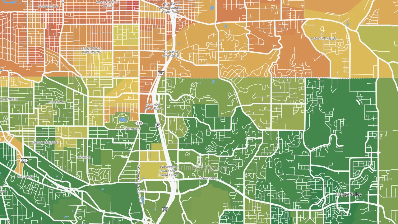 West Mt. Scott, Happy Valley, OR Map of Murder Rates