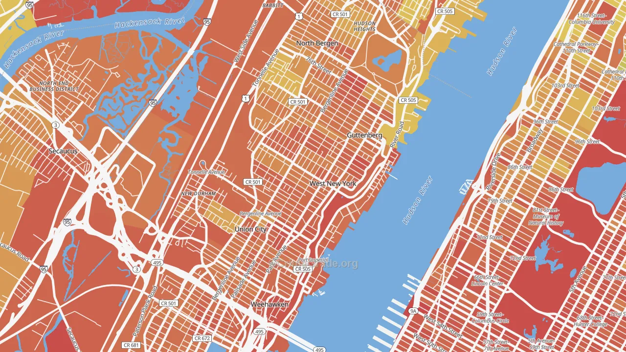 West New York, NJ Map of Murder Rates