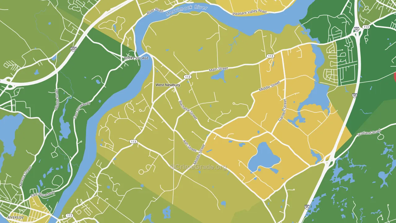 West Newbury, MA Map of Murder Rates