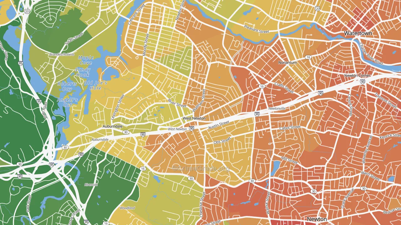 West Newton, Newton, MA Map of Murder Rates
