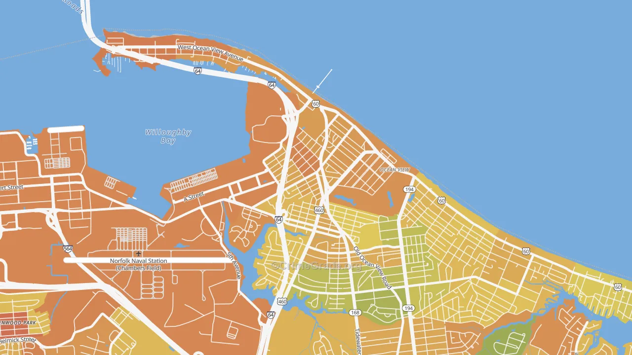 West Ocean View, Norfolk, VA Map of Murder Rates