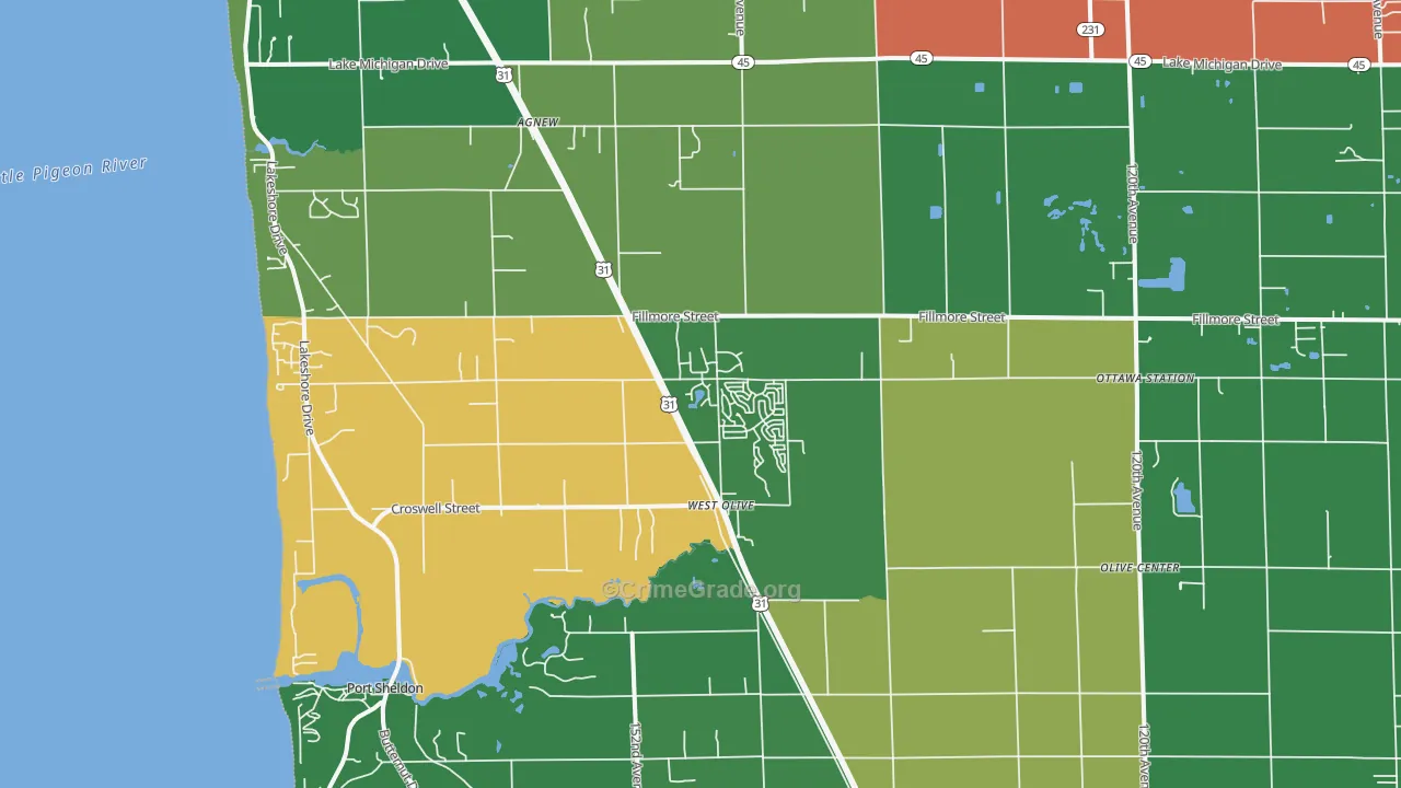 West Olive, MI Map of Murder Rates