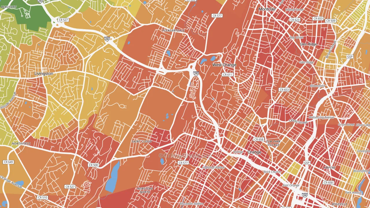 West Orange, NJ Map of Murder Rates