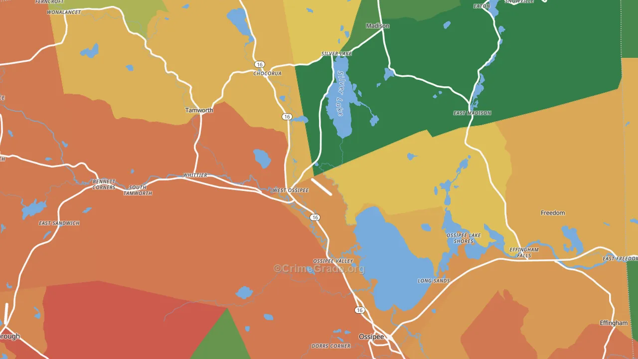 West Ossipee, NH Map of Murder Rates
