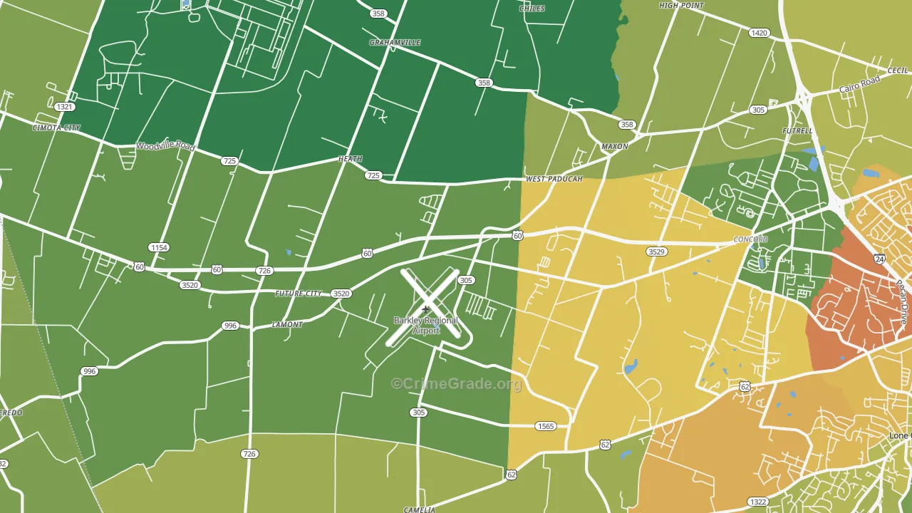 West Paducah, KY Map of Murder Rates
