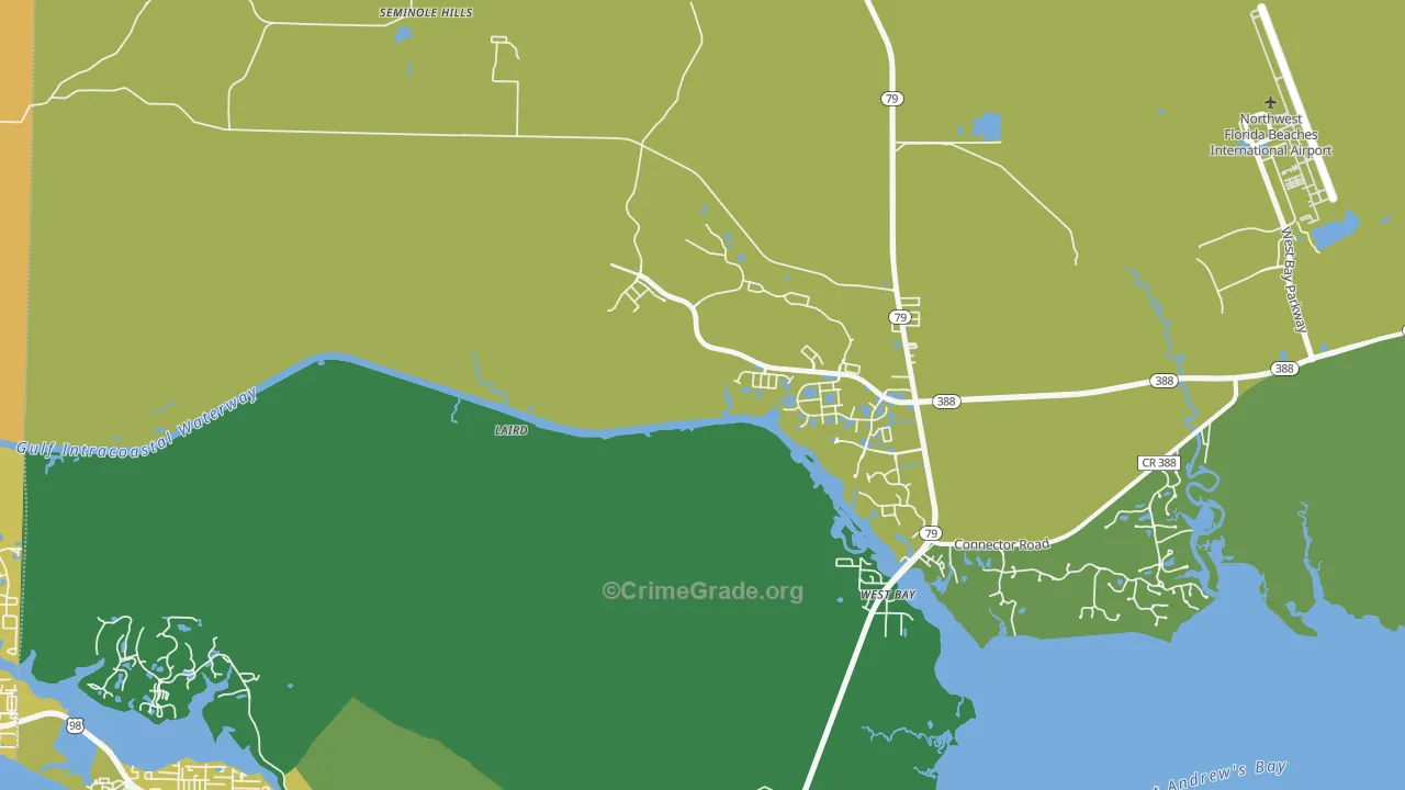 West Panama City Beach, FL Map of Murder Rates