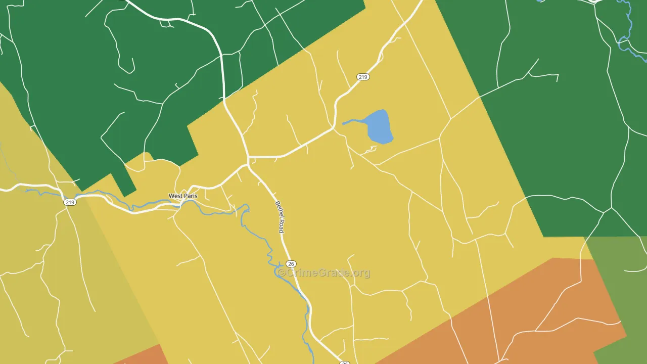 West Paris, ME Map of Murder Rates