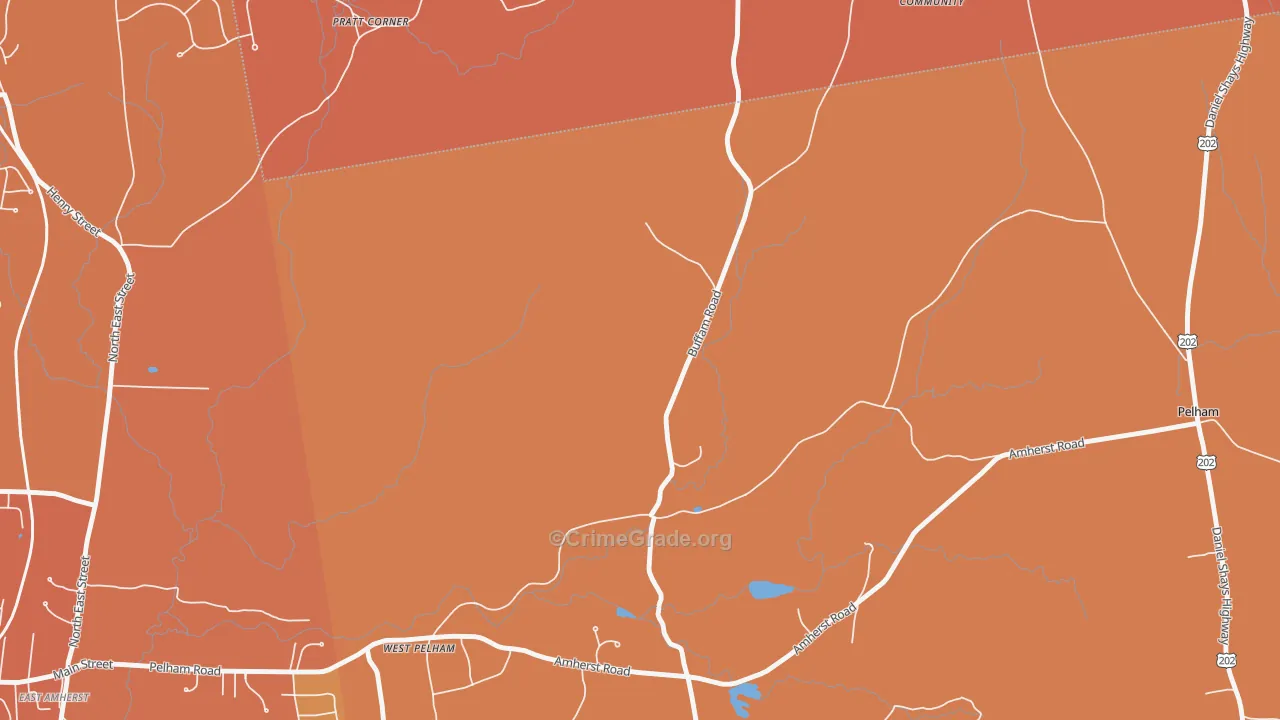 West Pelham, MA Map of Murder Rates