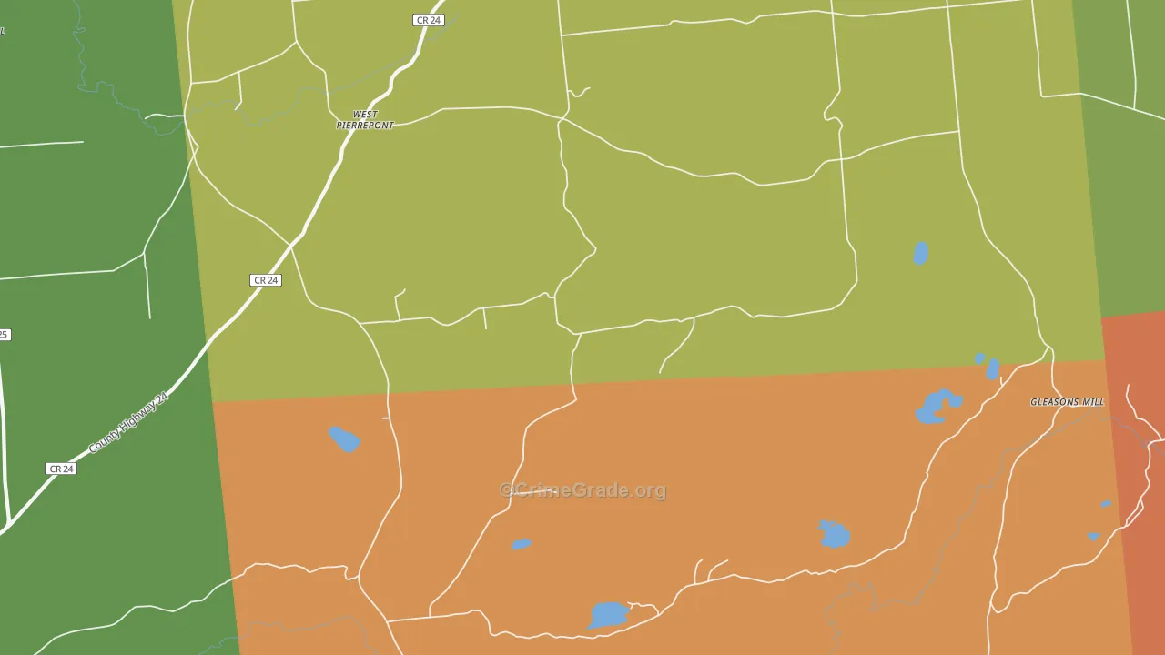 West Pierrepont, NY Map of Murder Rates