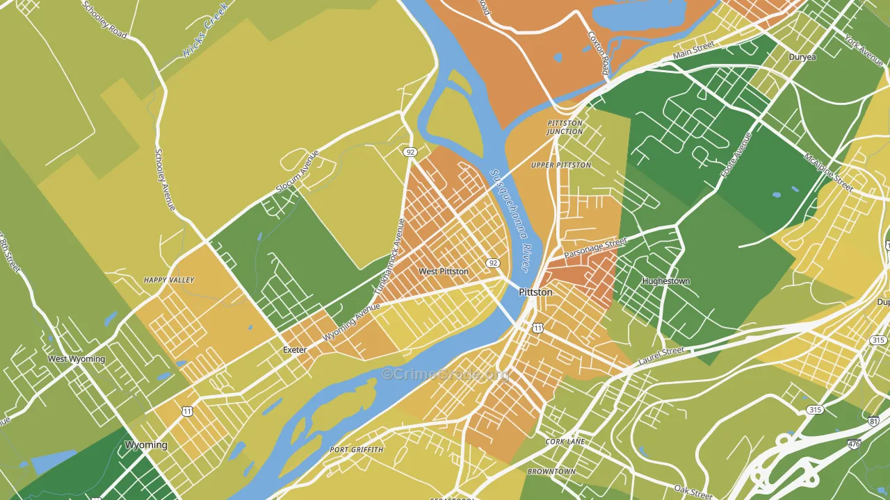 West Pittston, PA Map of Murder Rates