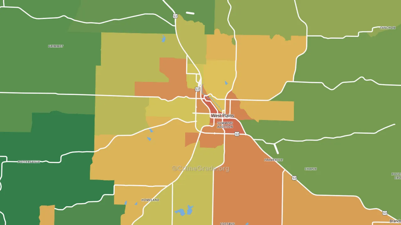 West Plains, MO Map of Murder Rates