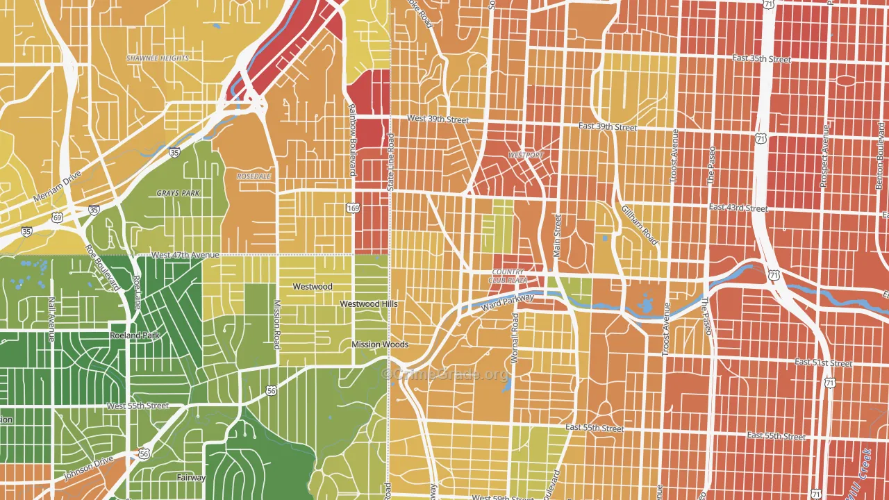 West Plaza, Kansas City, MO Map of Murder Rates