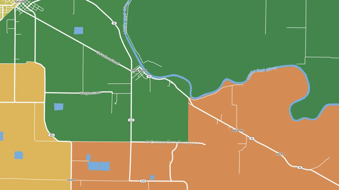 West Point, AR Map of Murder Rates