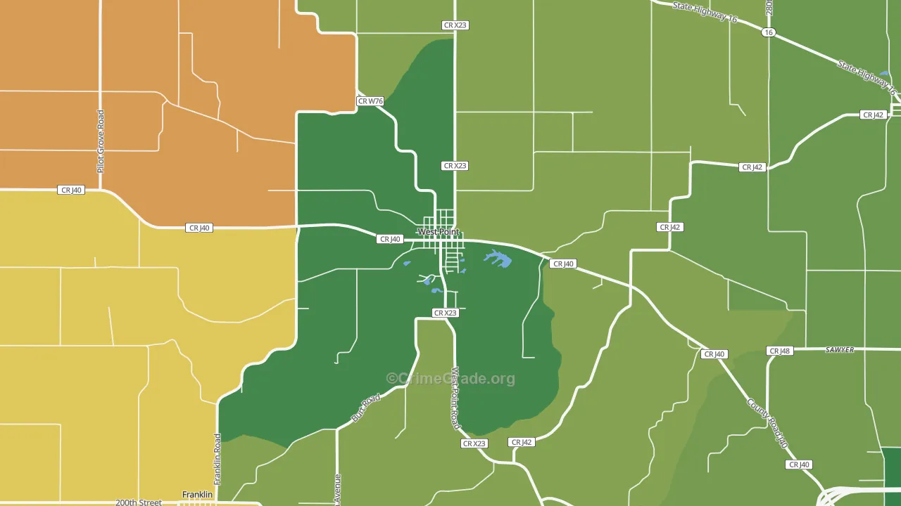 West Point, IA Map of Murder Rates