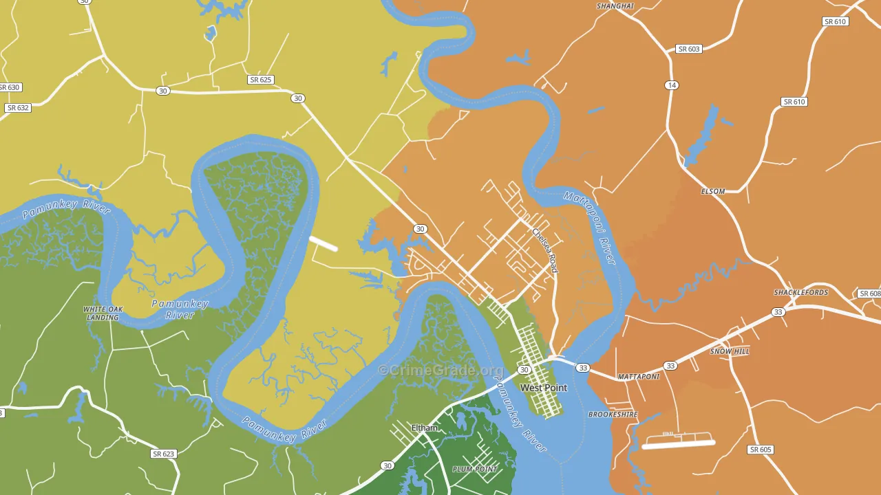 West Point, VA Map of Murder Rates