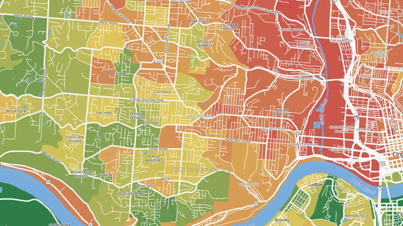 West Price Hill, Cincinnati, OH Map of Murder Rates