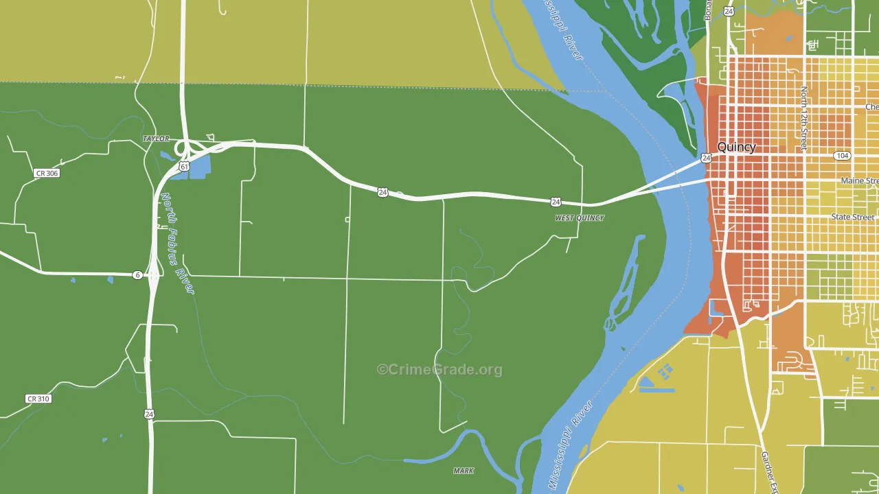 West Quincy, MO Map of Murder Rates