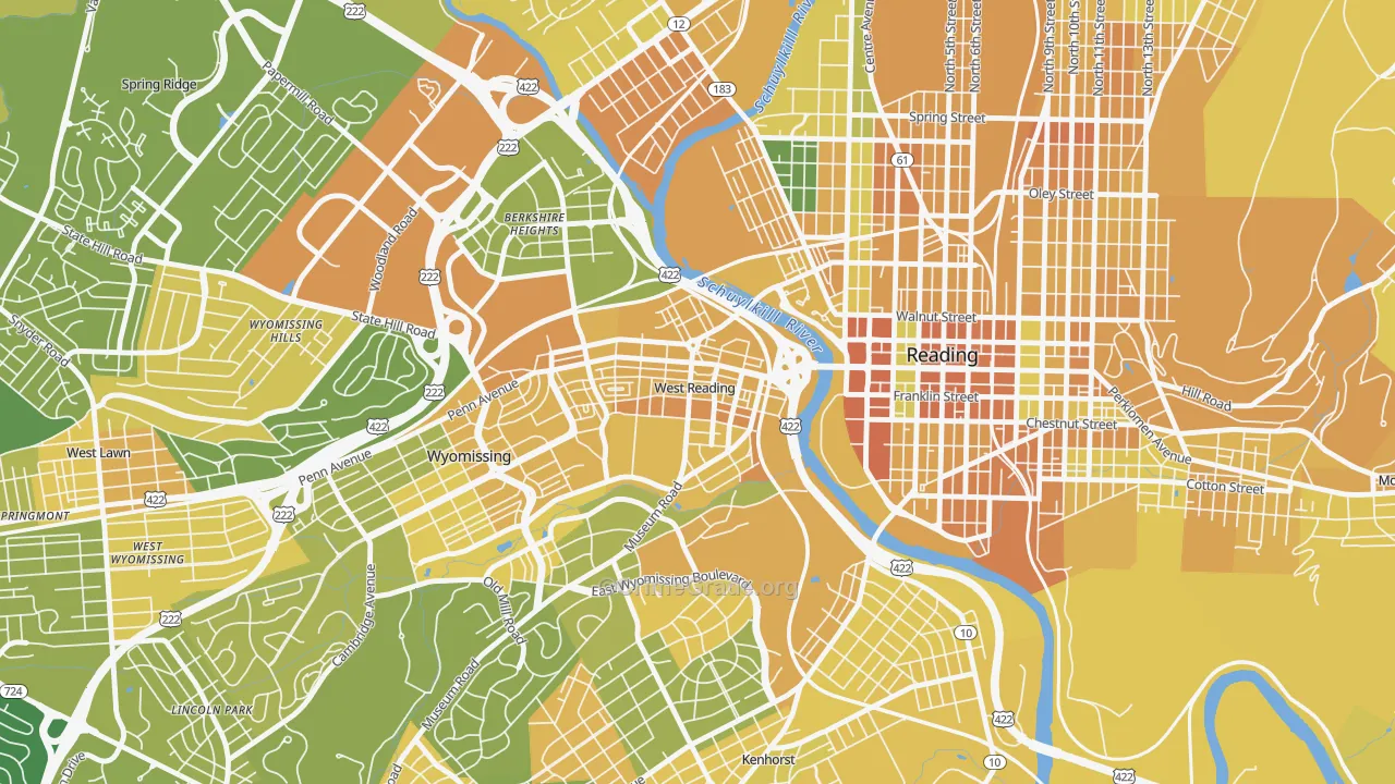 West Reading, PA Map of Murder Rates