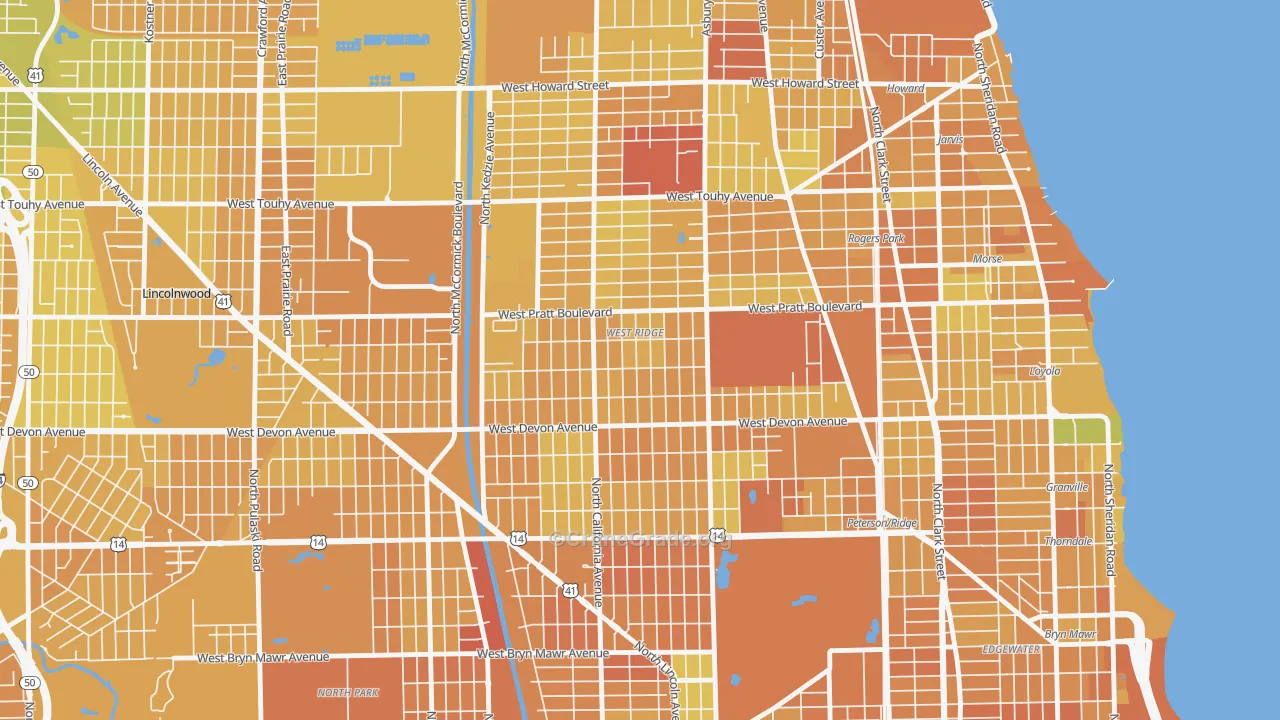 West Ridge, Chicago, IL Map of Murder Rates
