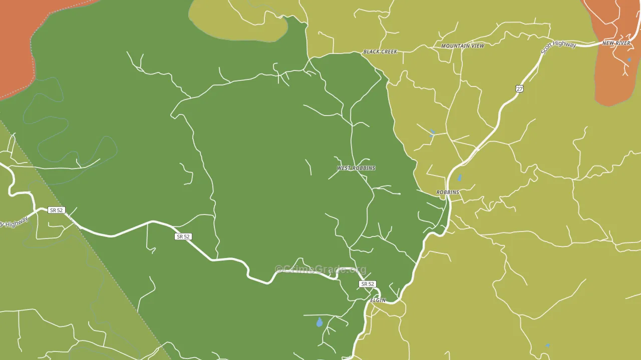 West Robbin, TN Map of Murder Rates