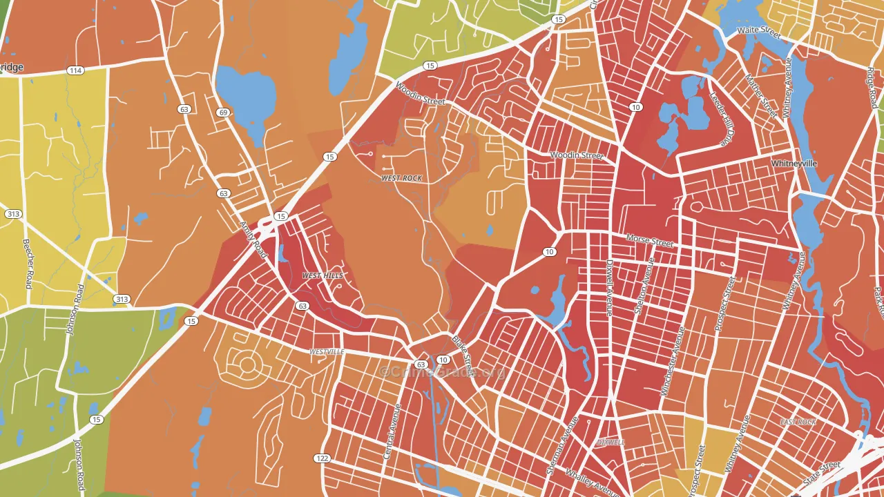 West Rock, New Haven, CT Map of Murder Rates