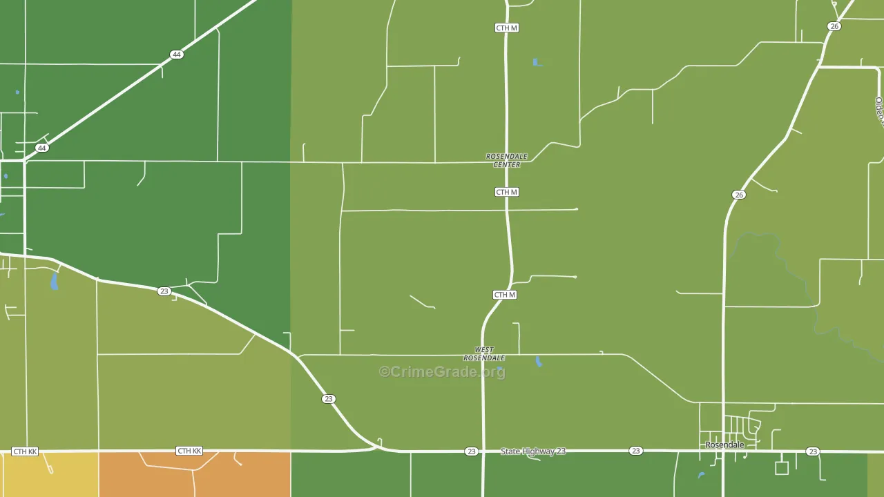 West Rosendale, WI Map of Murder Rates