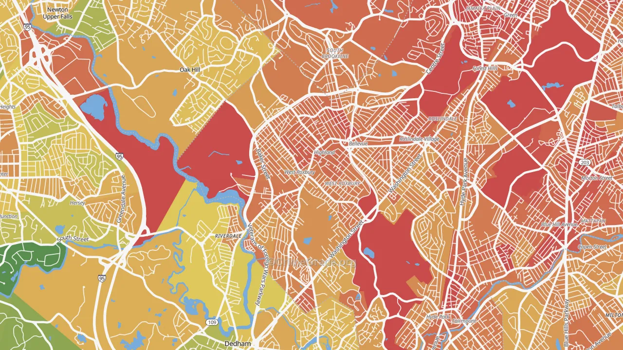 West Roxbury, MA Map of Murder Rates
