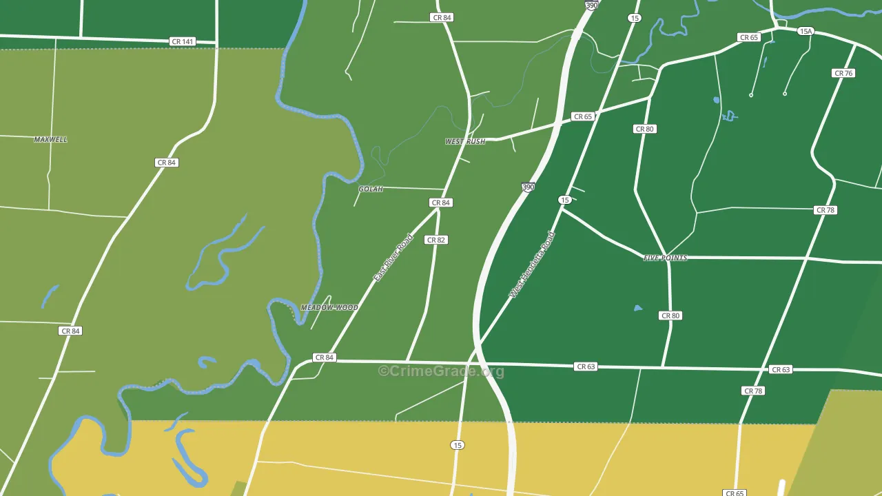 West Rush, NY Map of Murder Rates