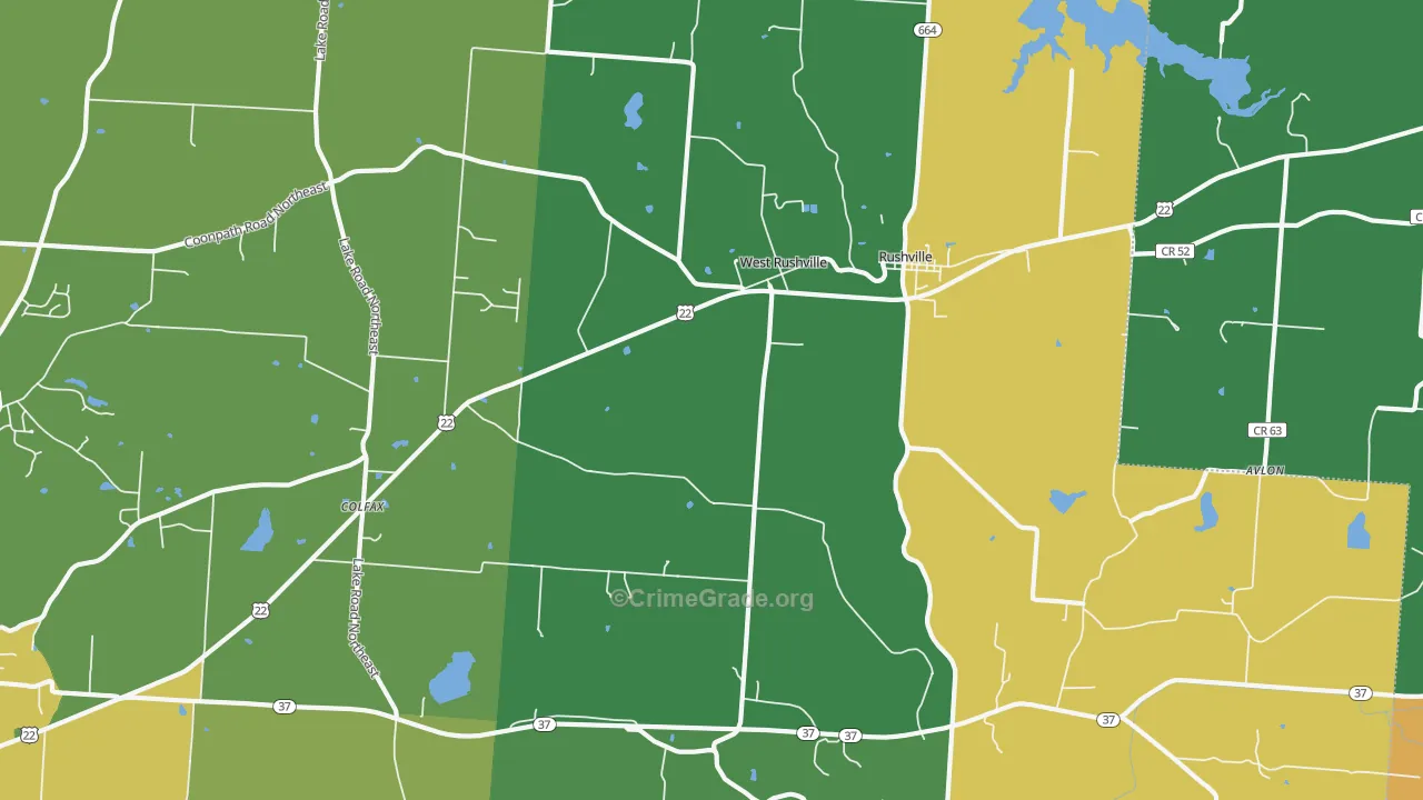 West Rushville, OH Map of Murder Rates