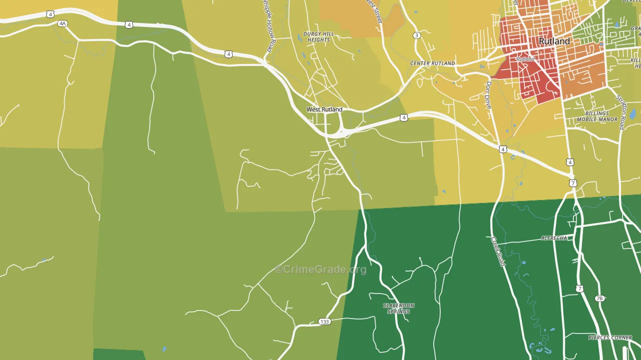 West Rutland, VT Map of Murder Rates