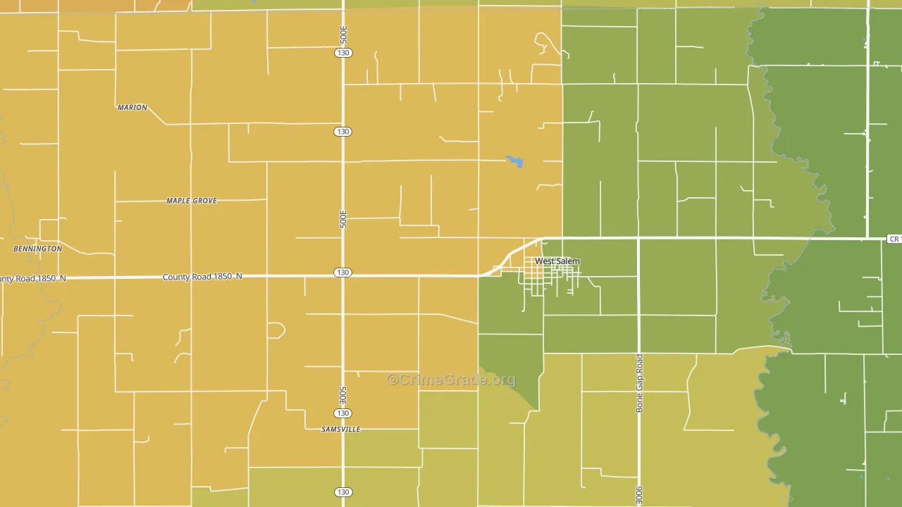 West Salem, IL Map of Murder Rates