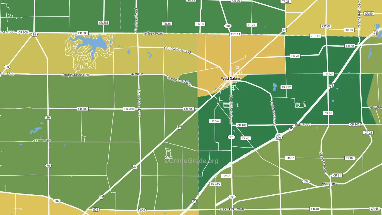 West Salem, OH Map of Murder Rates
