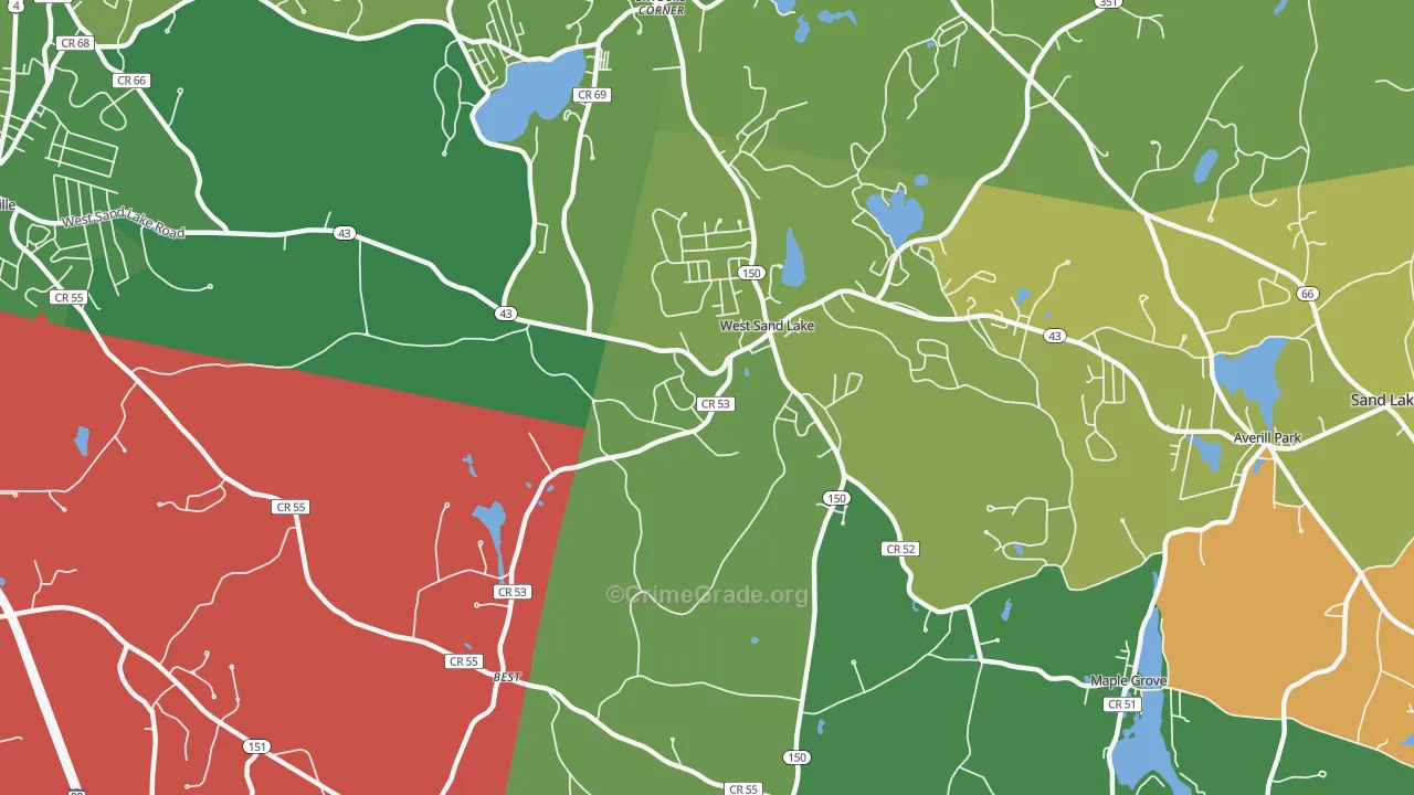 West Sand Lake, NY Map of Murder Rates