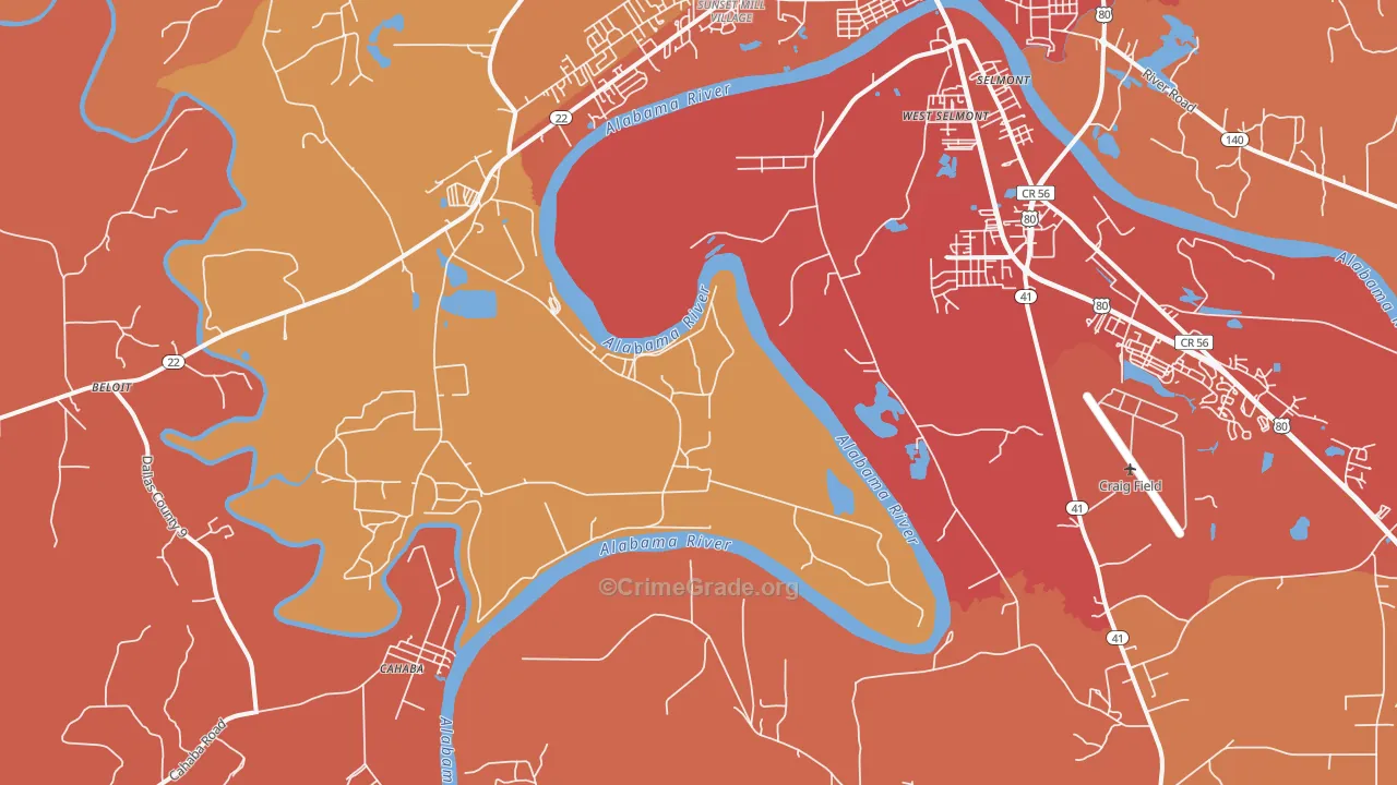 West Selmont, AL Map of Murder Rates