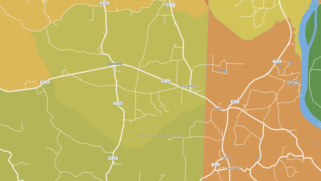 West Shiloh, TN Map of Murder Rates