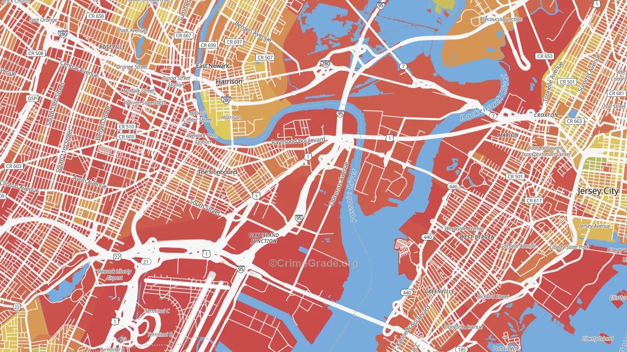 West Side, Newark, NJ Map of Murder Rates